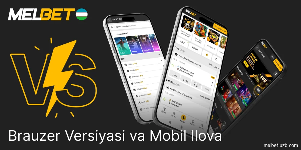 Melbet ilova va brauzer versiyasi taqqoslash O'zbekistonda