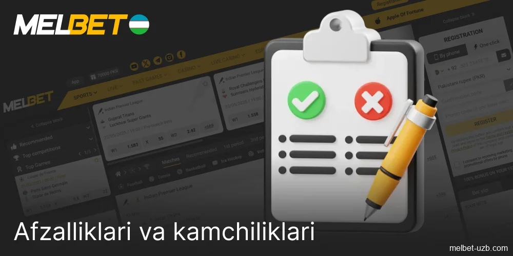 Melbet ilovasining kuchli va zaif tomonlari O'zbekistonda