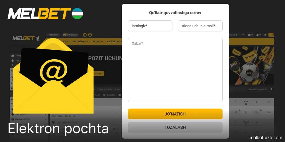 Melbet Oʻzbekistonda email orqali mijozlarga yordam beradi