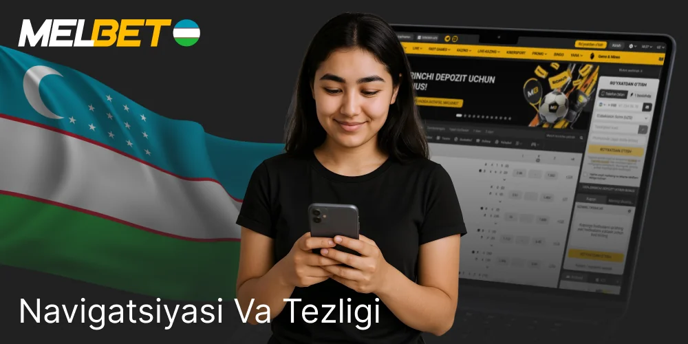 Melbet saytining qulay interfeysi